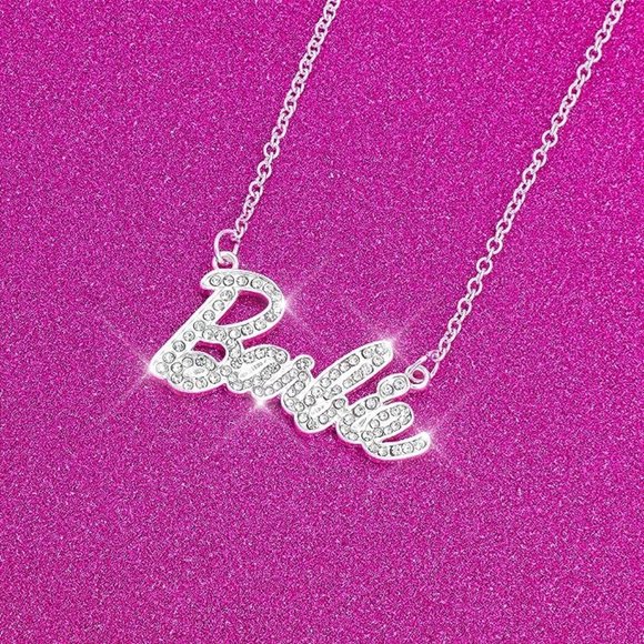 NEW Sparkling Bling Swarovski Crystal Rhinestone Barbie Logo Necklace +G… - Picture 9 of 15